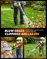 Saker cordless leaf blower showing dual nozzle design