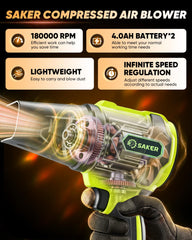 Saker cordless leaf blower with batteries included