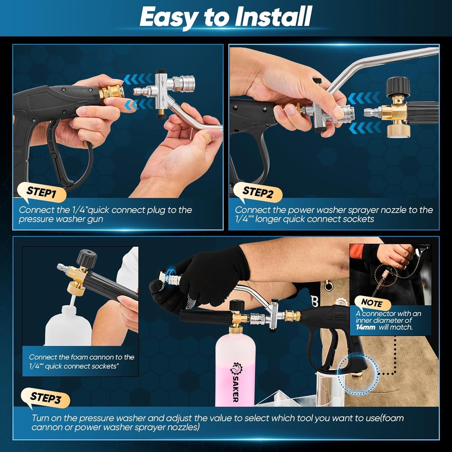 Saker Foam Cannon Dual Connector in action washing a car