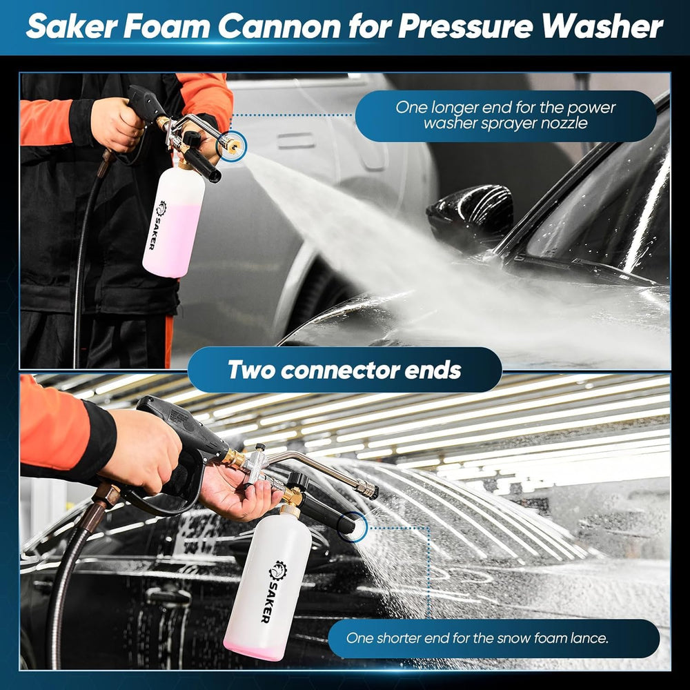 Saker Foam Cannon Dual Connector side view highlighting construction materials