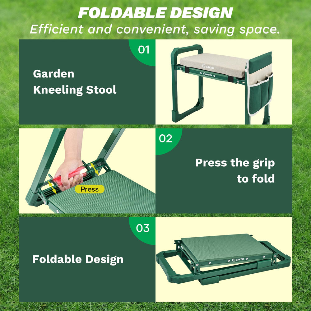 Saker Garden Kneeler packaging with product details