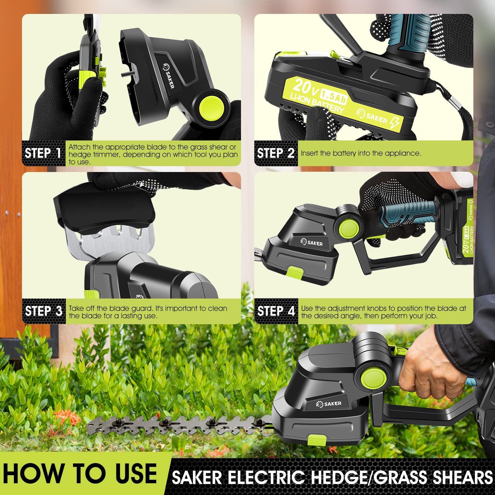 Saker hedge trimmer battery charging indicator