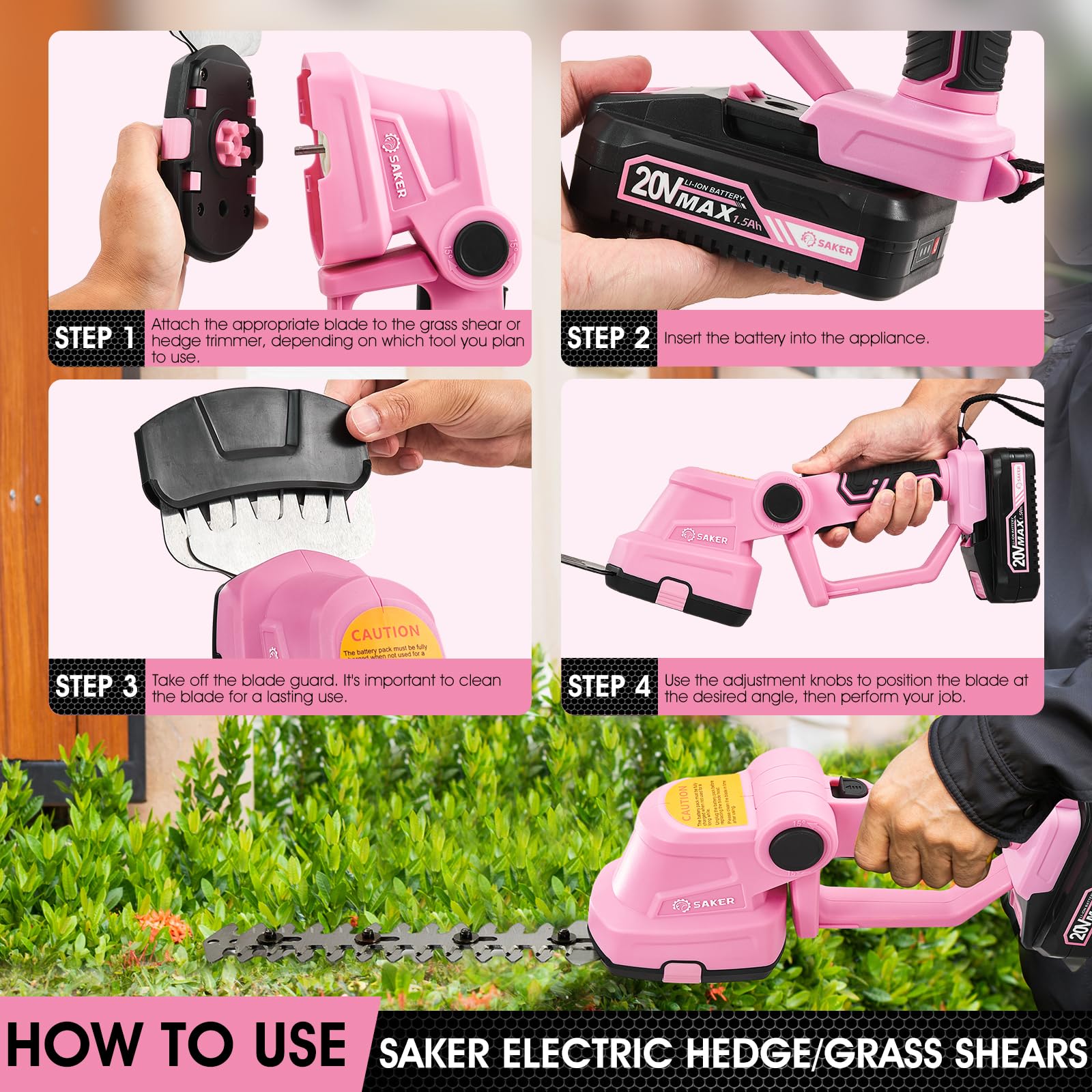Saker Hedge Trimmer ergonomic handle close-up