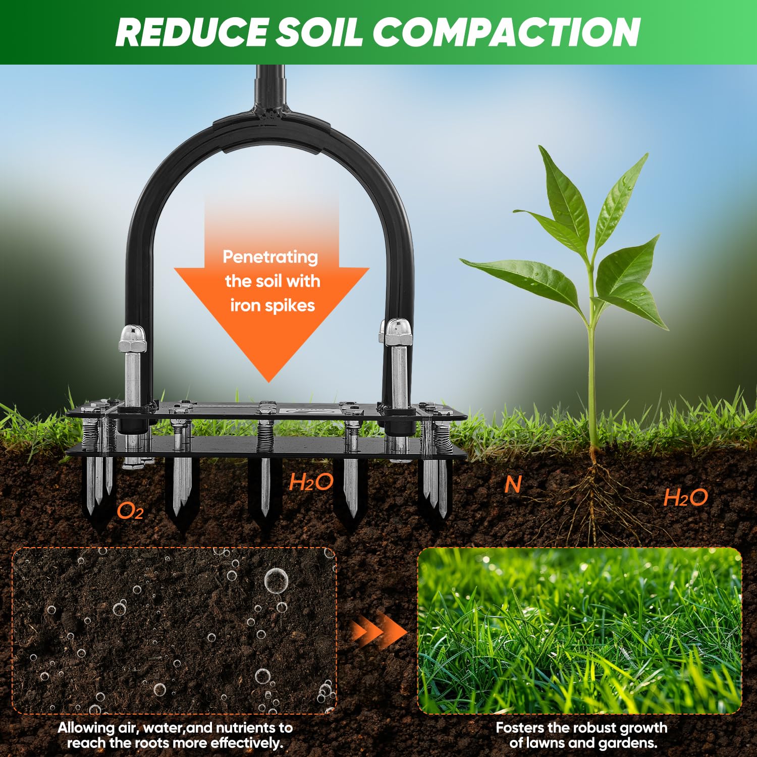 Saker Lawn Aerator with gloves included for safe handling