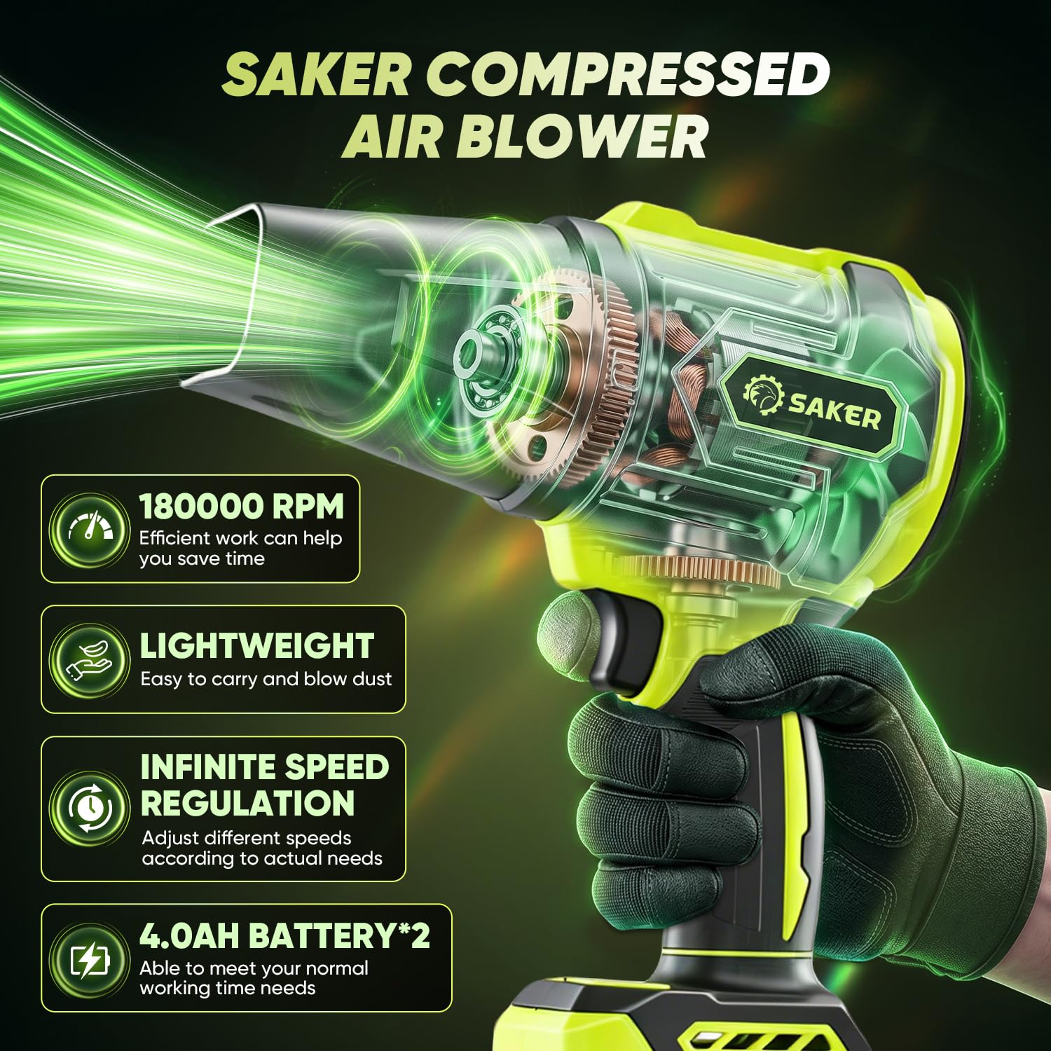 Saker Leaf Blower long nozzle for wide-area use