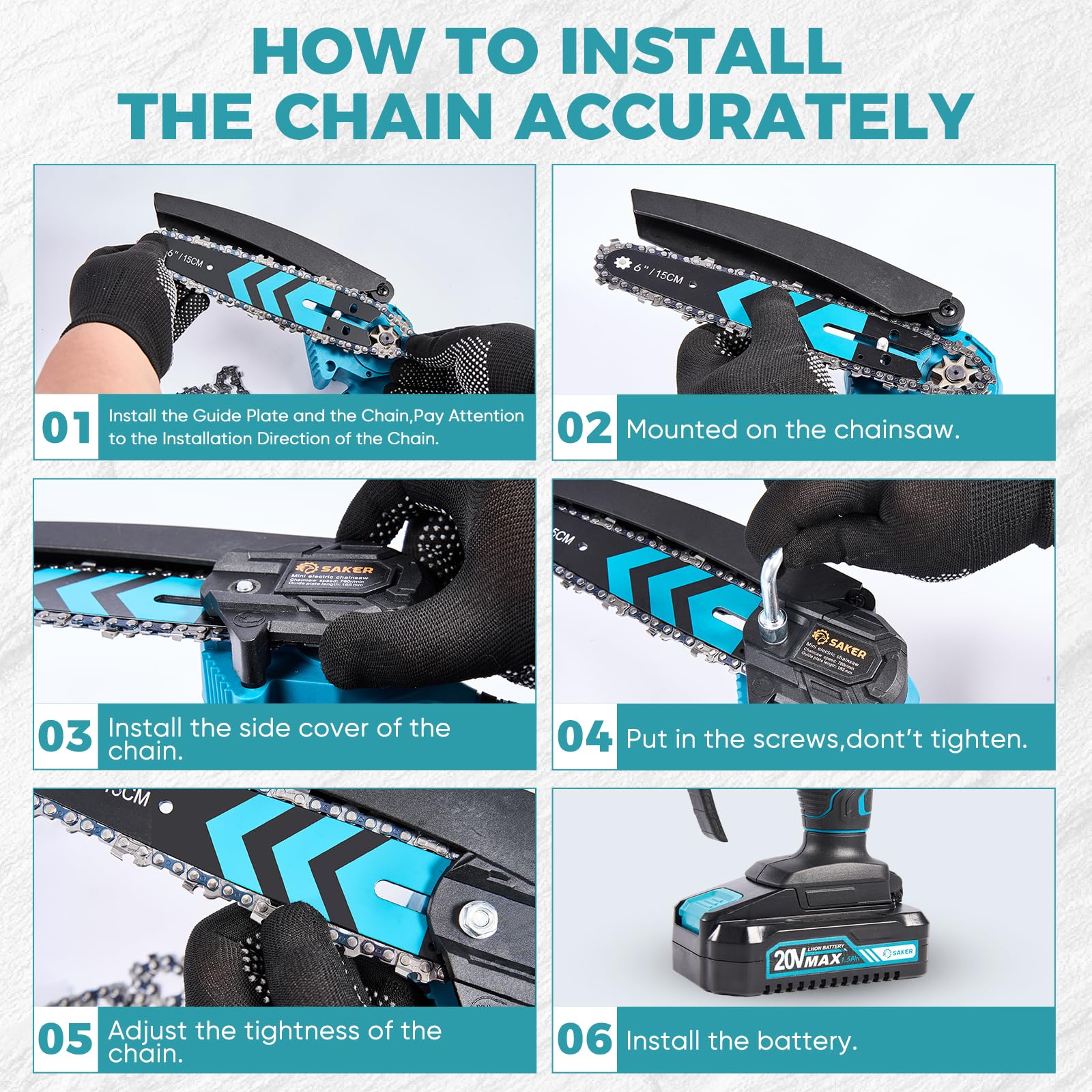 Saker Mini Chainsaw 6 Inch Blue back view