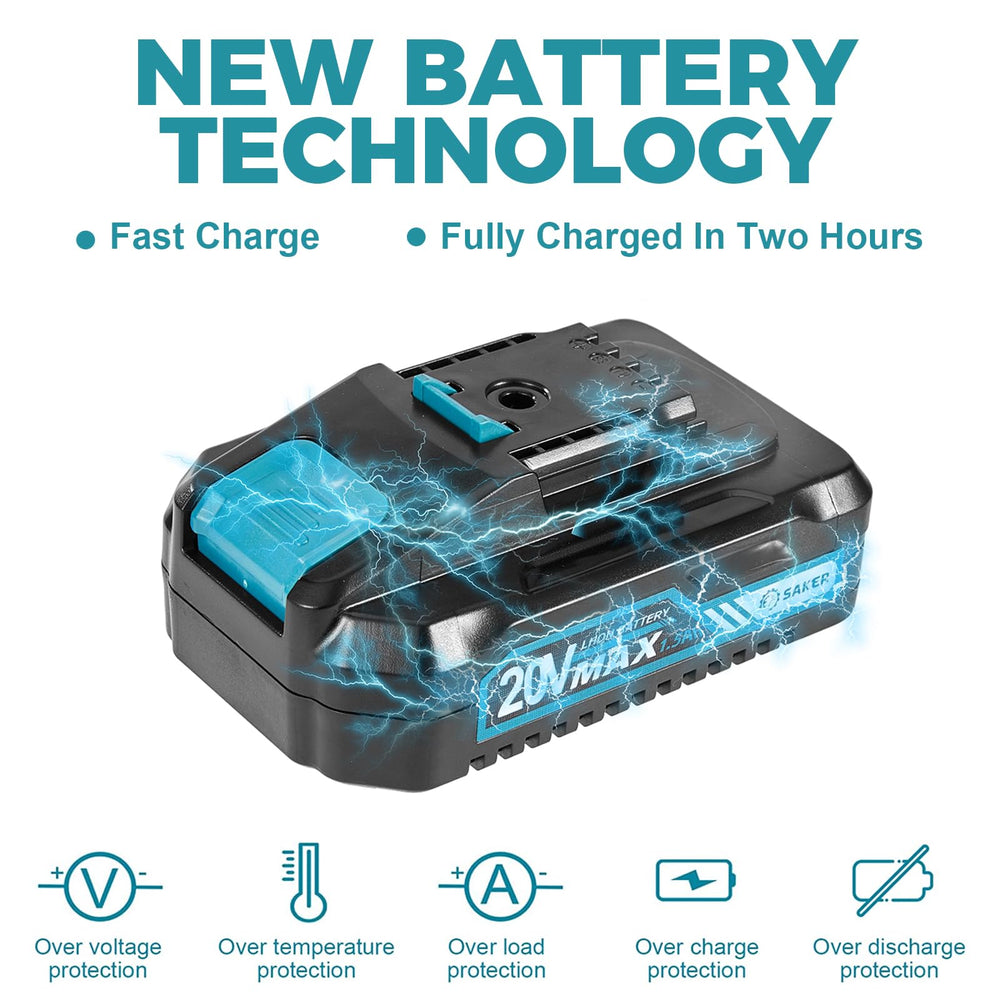 Saker Mini Chainsaw 6 Inch Blue with two batteries