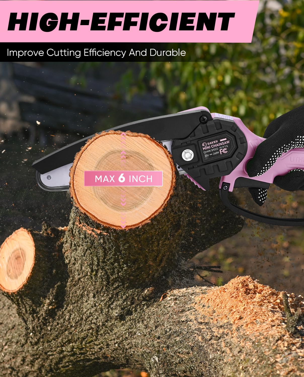 Saker Mini Chainsaw 6 Inch cordless side view