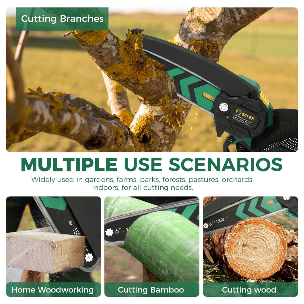 Saker Mini Chainsaw 6 Inch displaying the guide chain