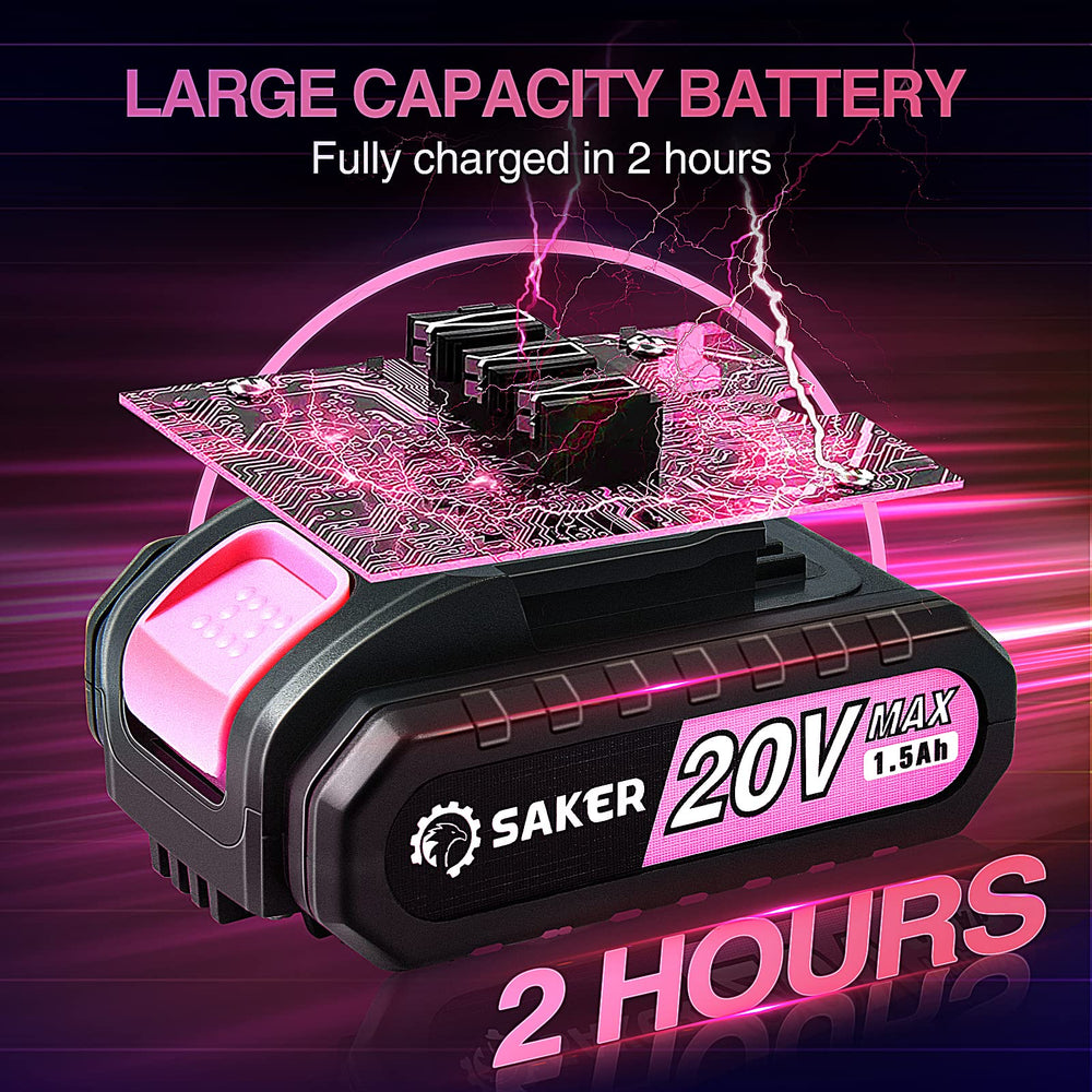 Saker Mini Chainsaw 6 Inch Pink with accessories
