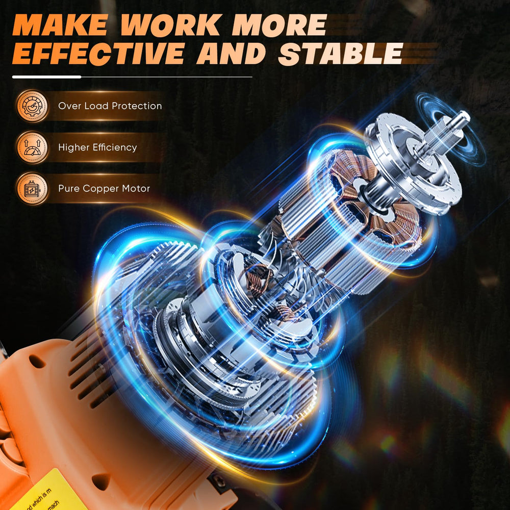 Saker Mini Chainsaw 6 Inch side view showing the motor