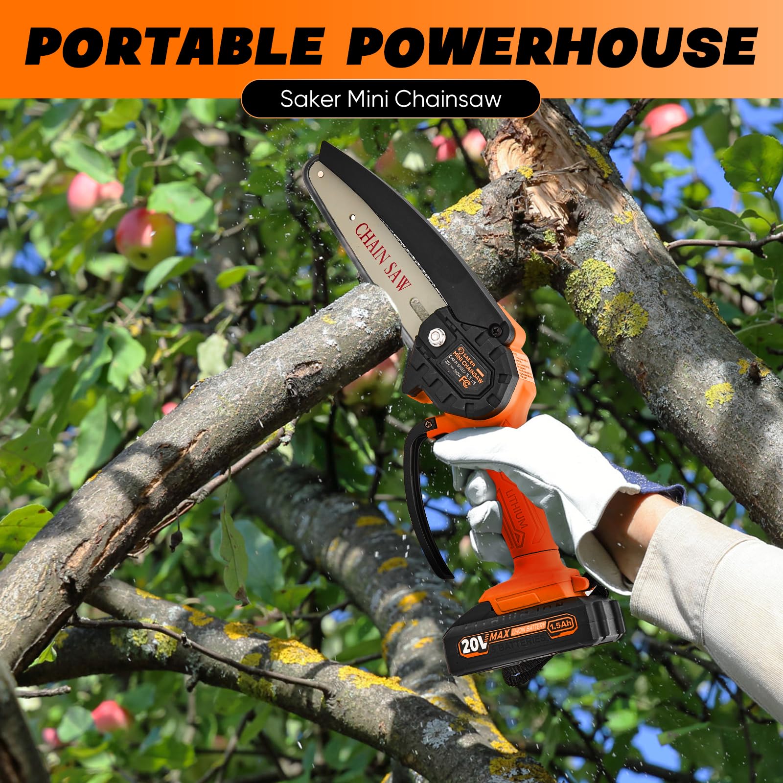Saker Mini Chainsaw 6 Inch with guide chain close up