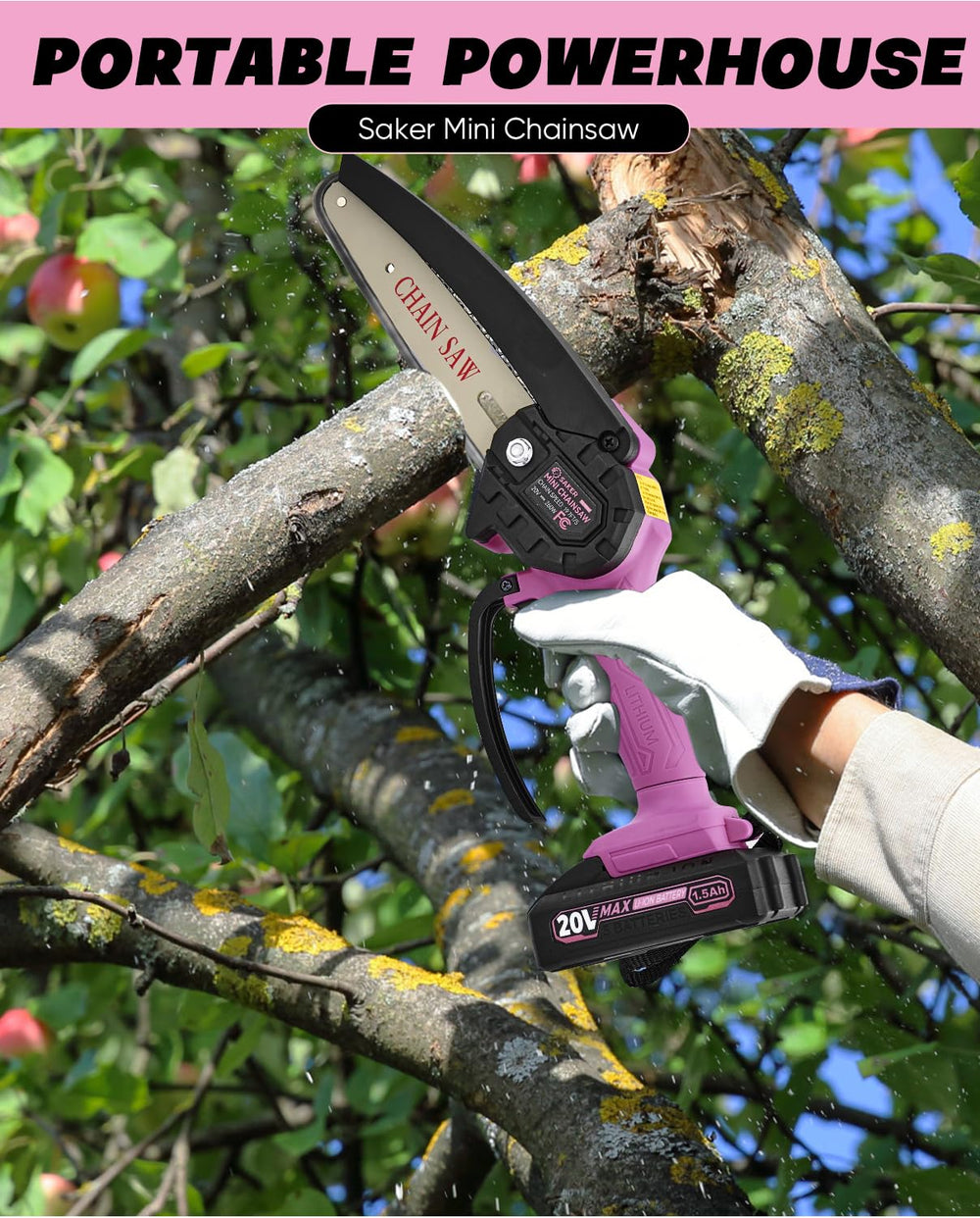 Saker Mini Chainsaw complete with battery and charger