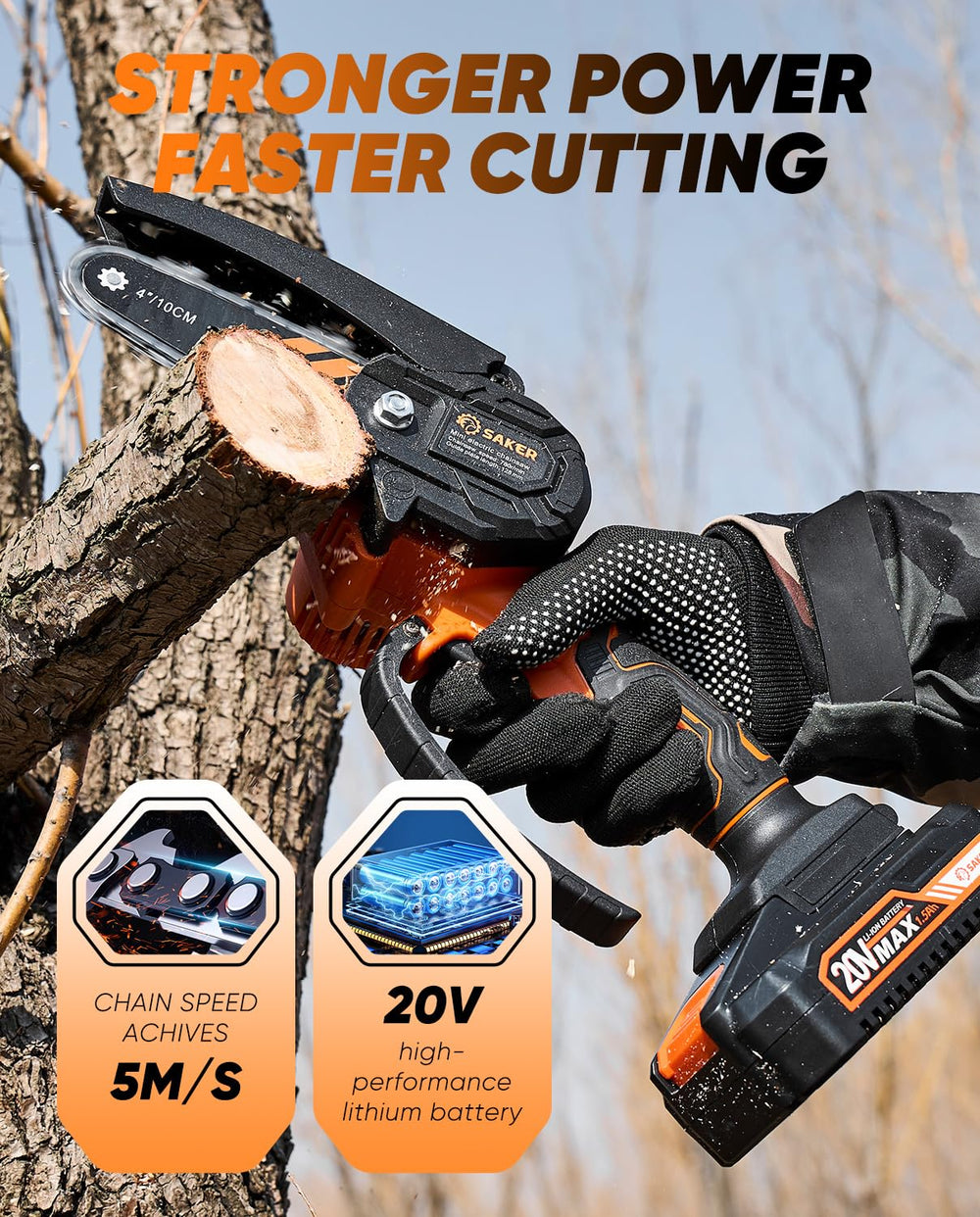 Saker Mini Chainsaw in compact carrying case