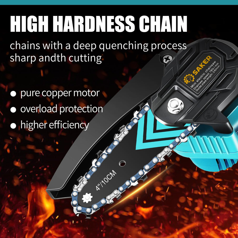 Saker Mini Chainsaw included charger and accessories in compact case