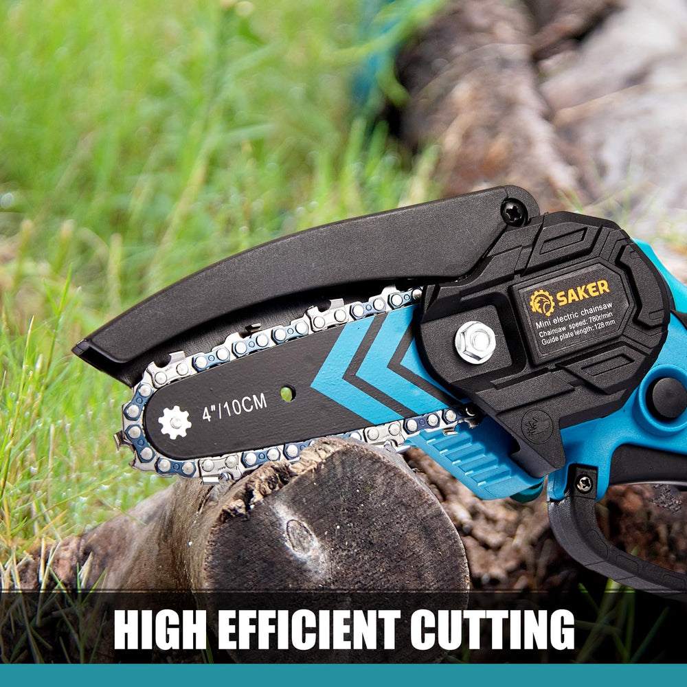 Saker Mini Chainsaw side view showcasing lightweight design