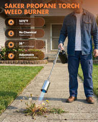 Saker Propane Weed Torch curved head design for safety