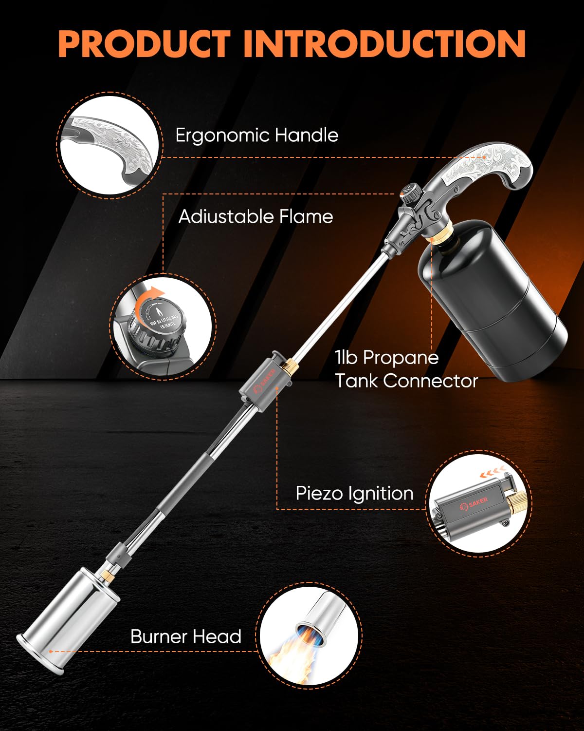 Saker Propane Weed Torch in a garden setting