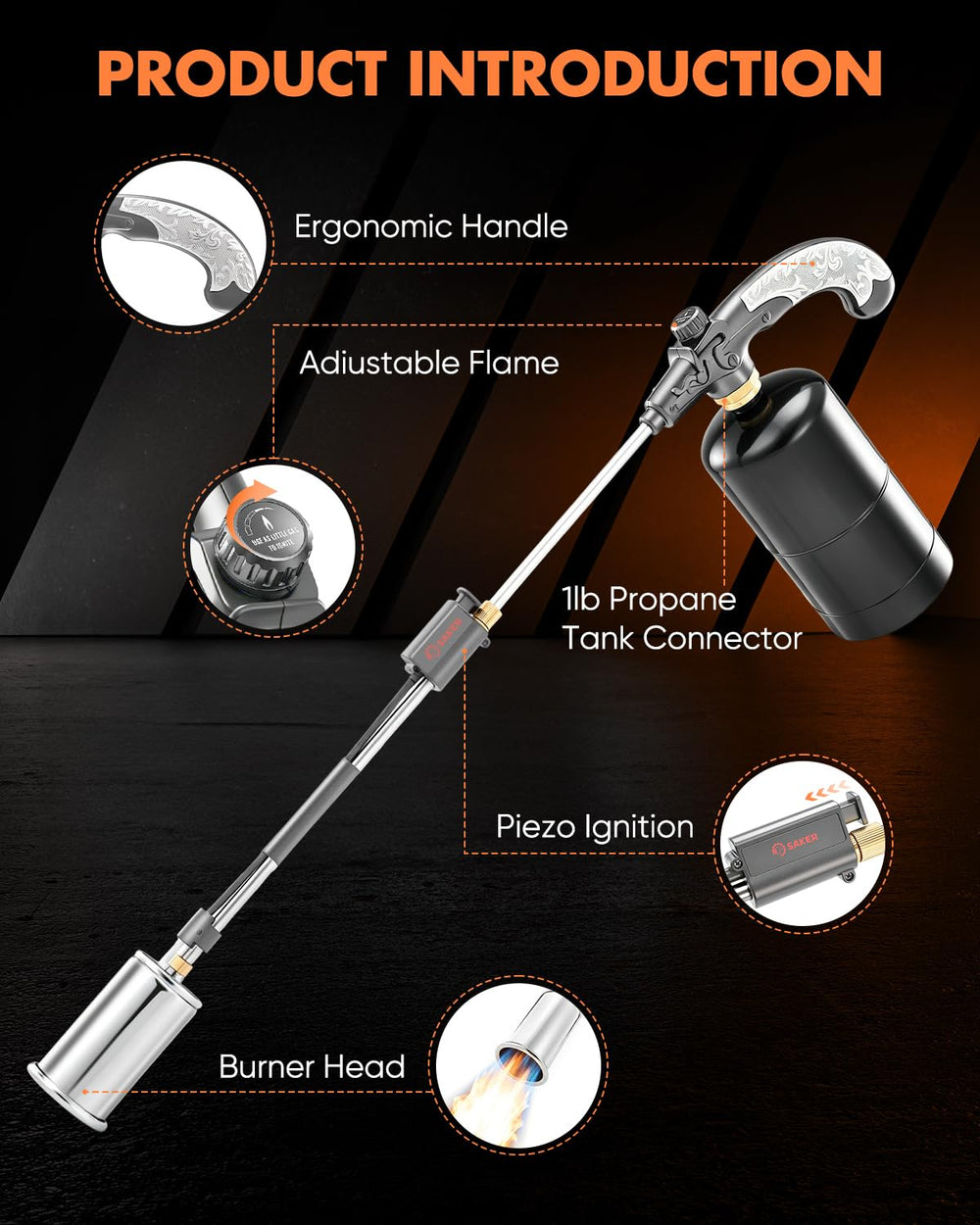 Saker Propane Weed Torch in a garden setting