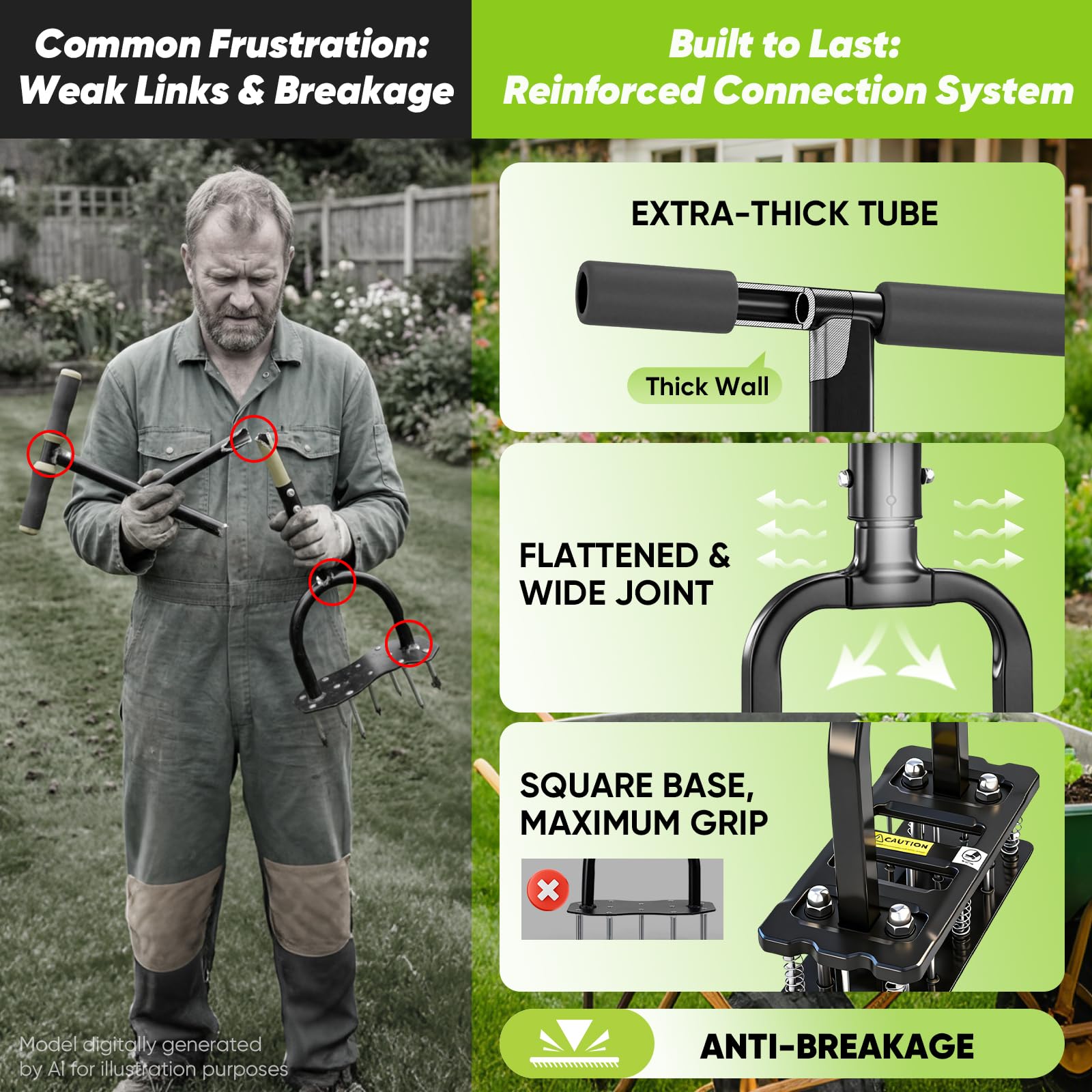 SakerPlus Aerator in action on a green lawn