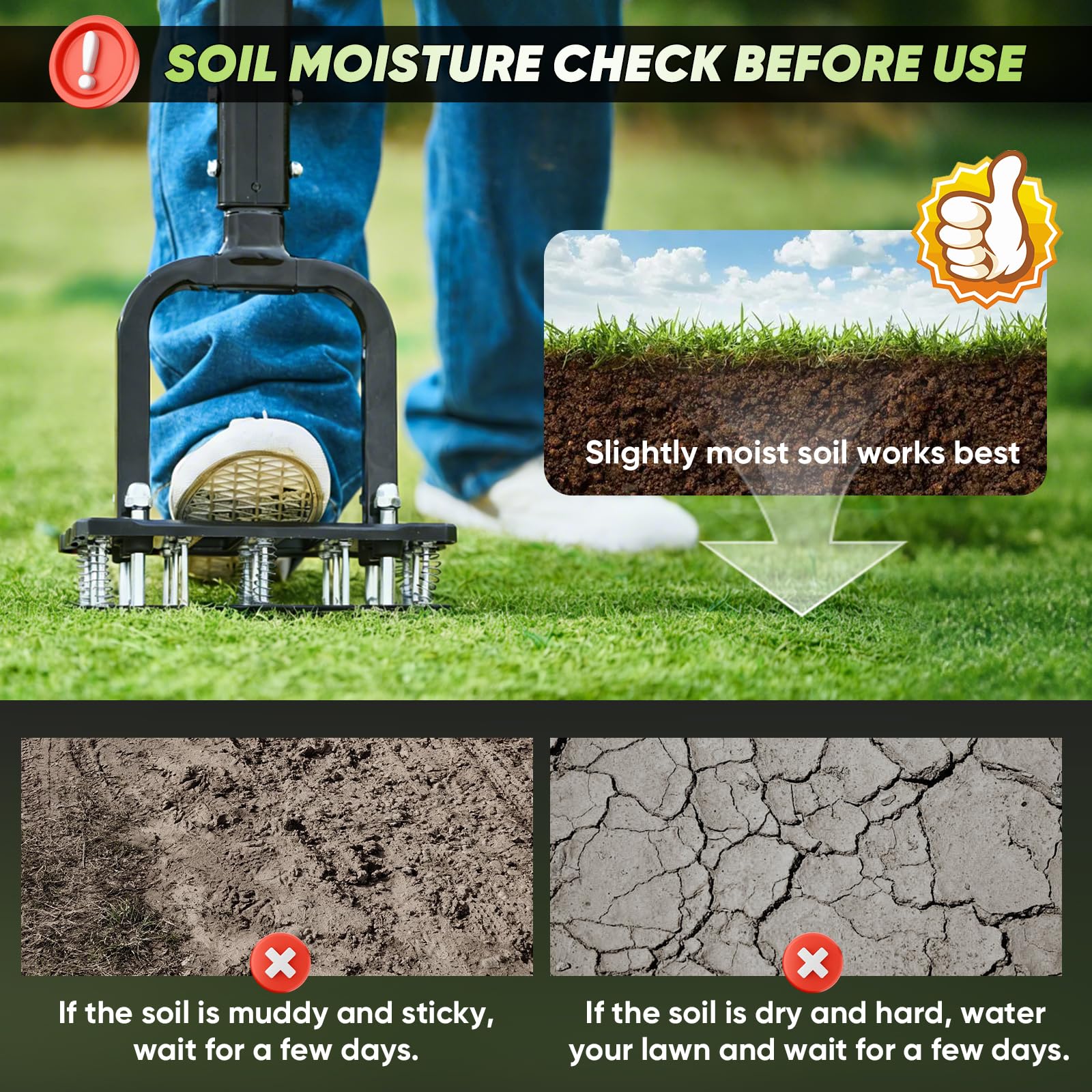SakerPlus Aerator Lawn Tool dimensions and specifications