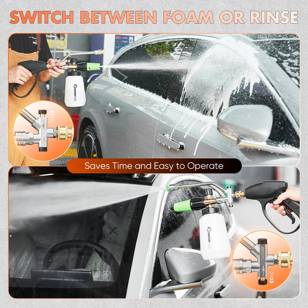 SakerPlus Foam Cannon in use with pressure washer