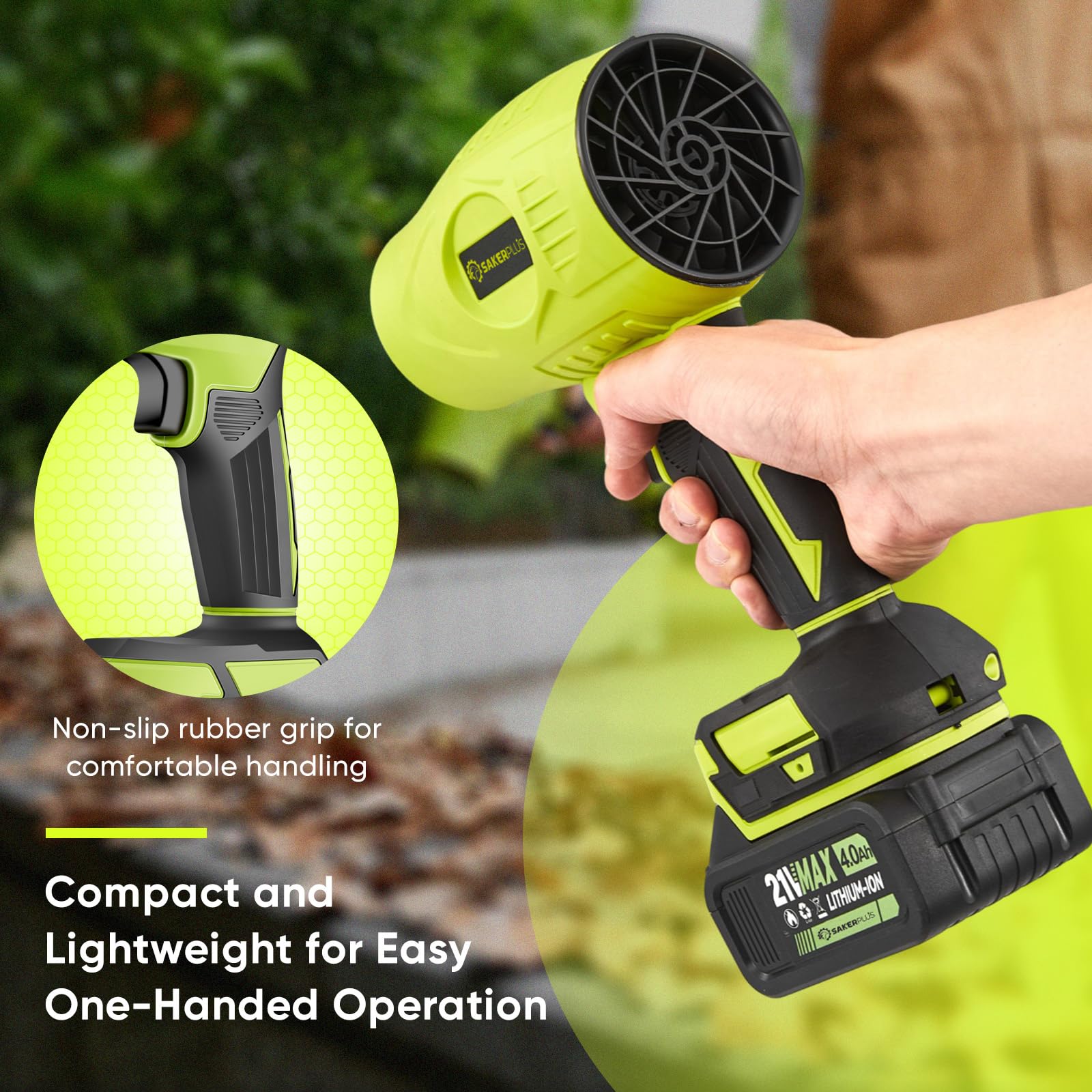 SakerPlus Leaf Blower close-up of the control trigger