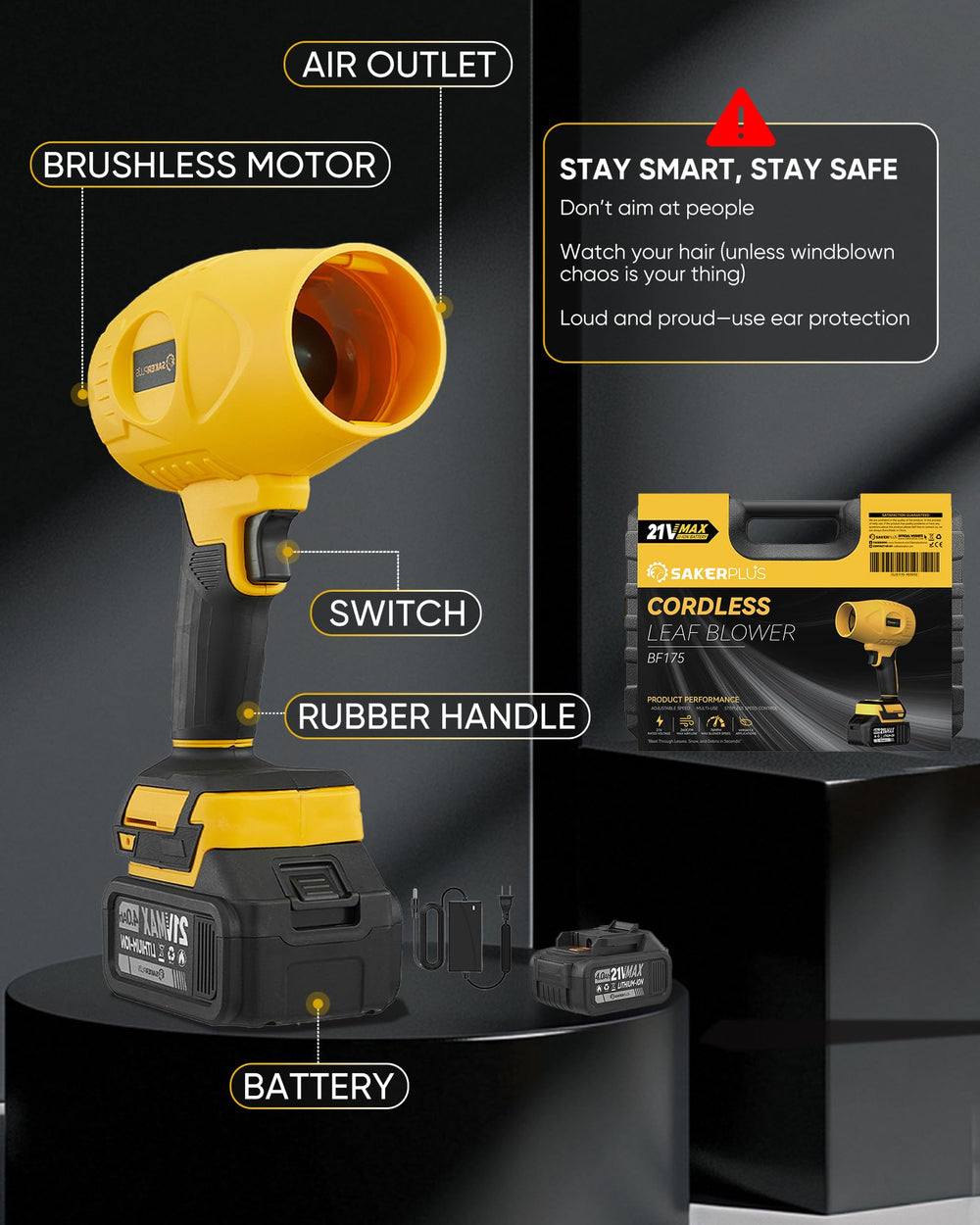 SakerPlus Leaf Blower lightweight design held in one hand