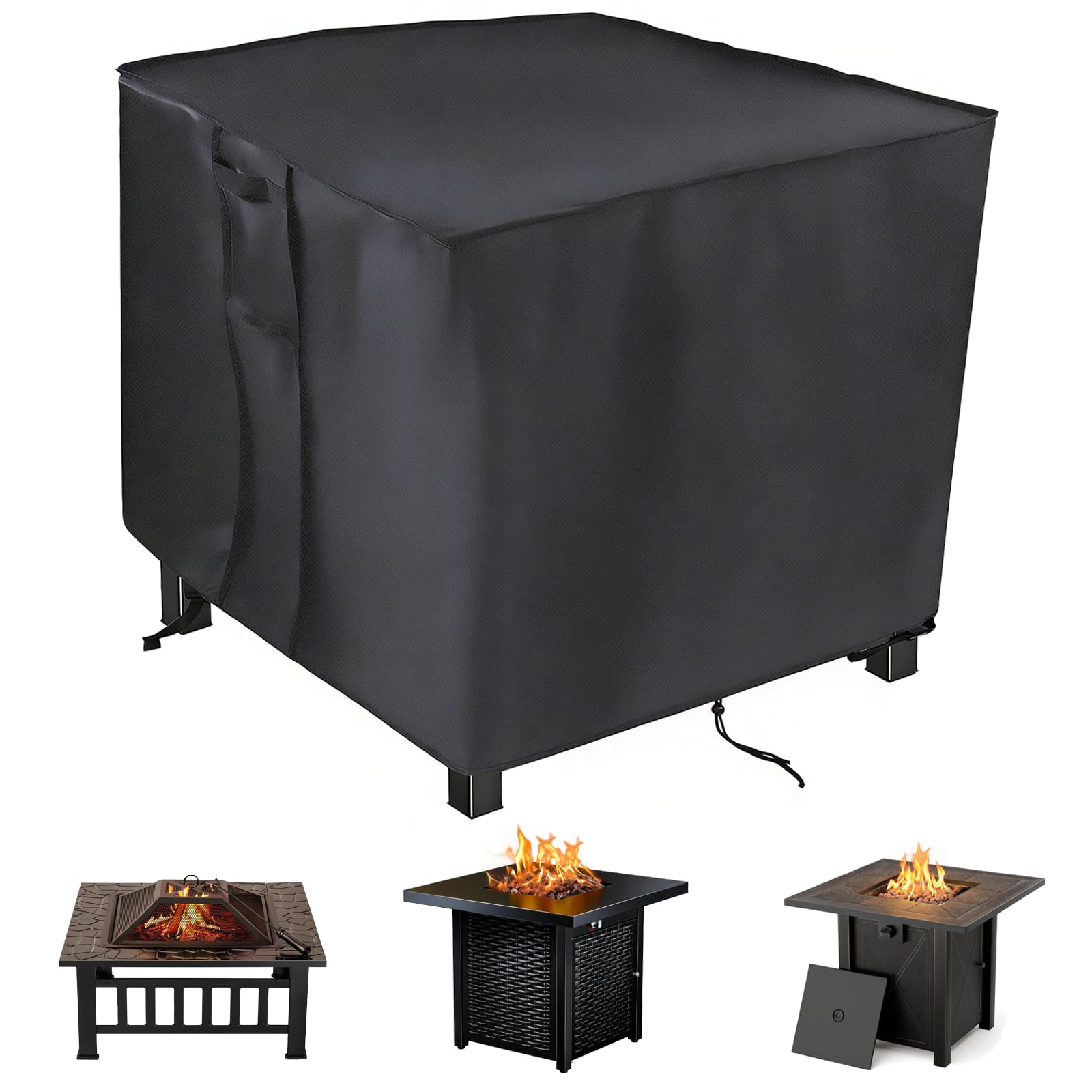 Saking Fire Pit Cover black square 32x32 inch front view