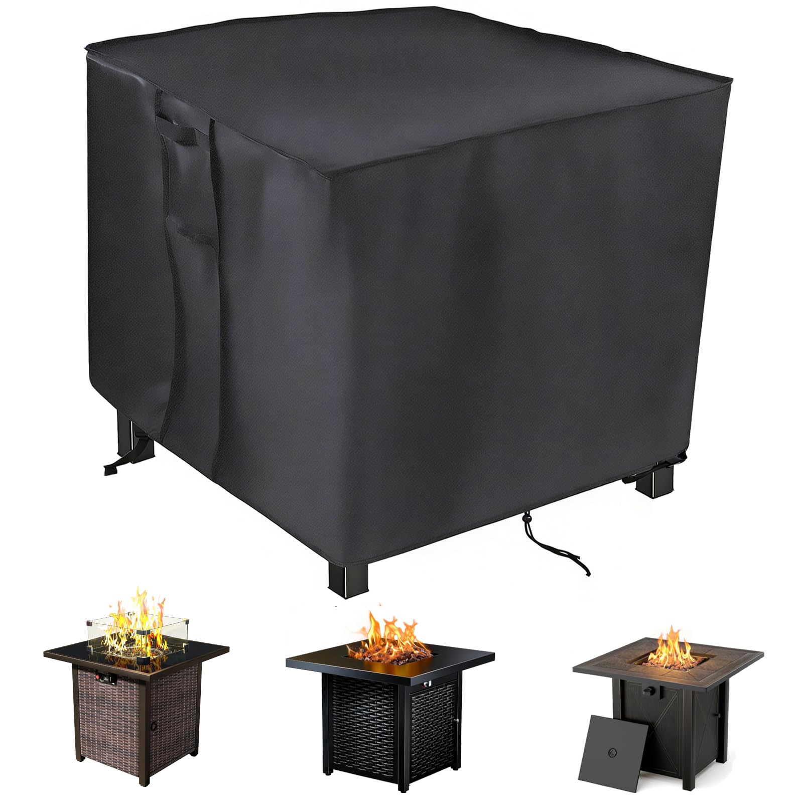Saking Fire Pit Cover front view, black, 30x30 inches