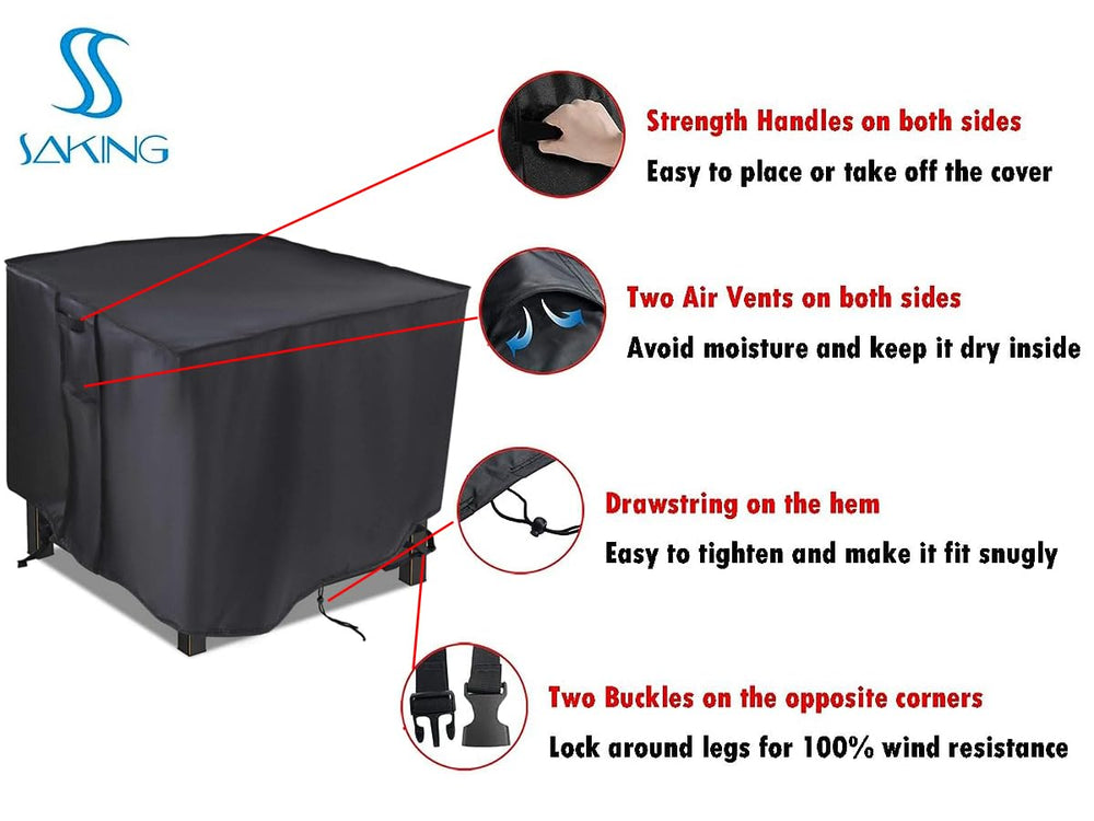 Saking Fire Pit Cover showing waterproof PU layer and fabric quality