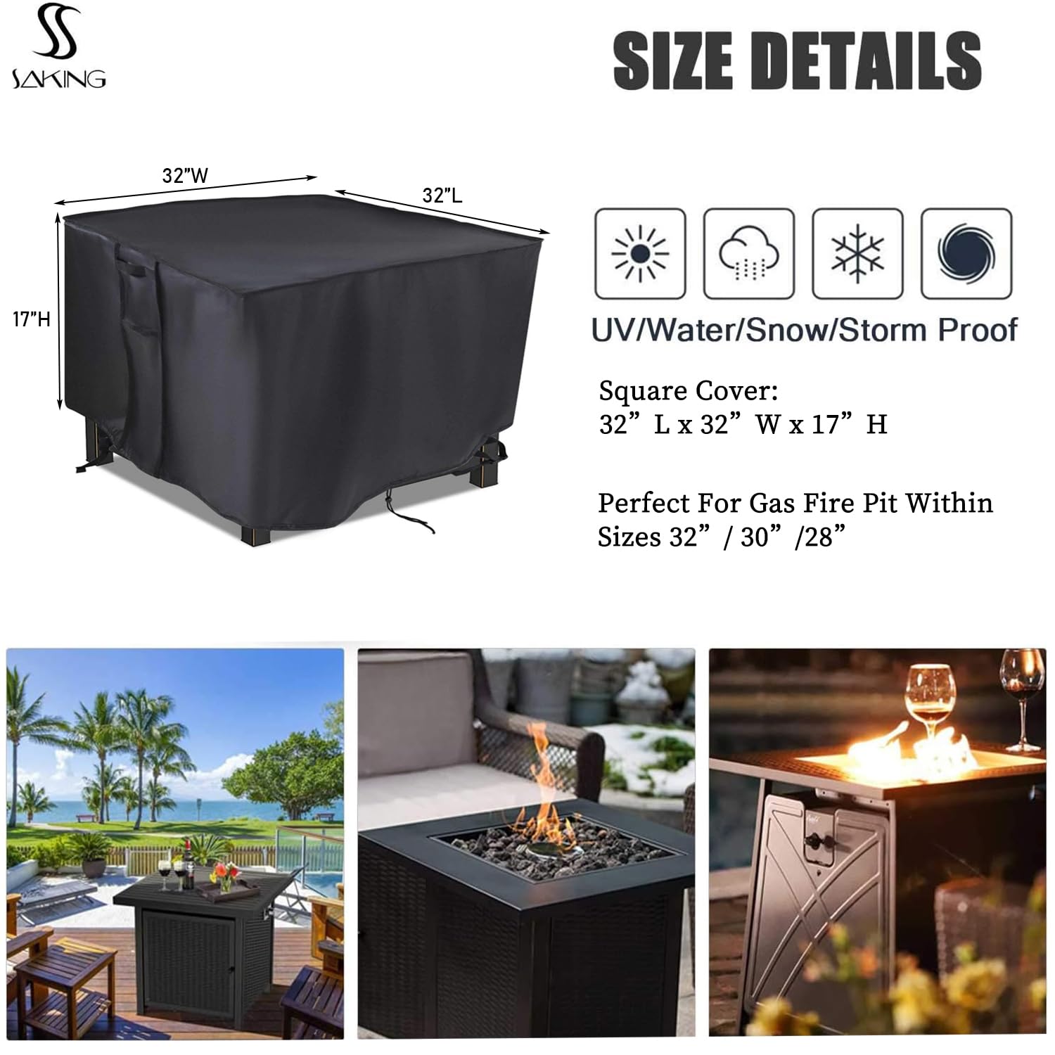 Saking Fire Pit Cover side view with air vents