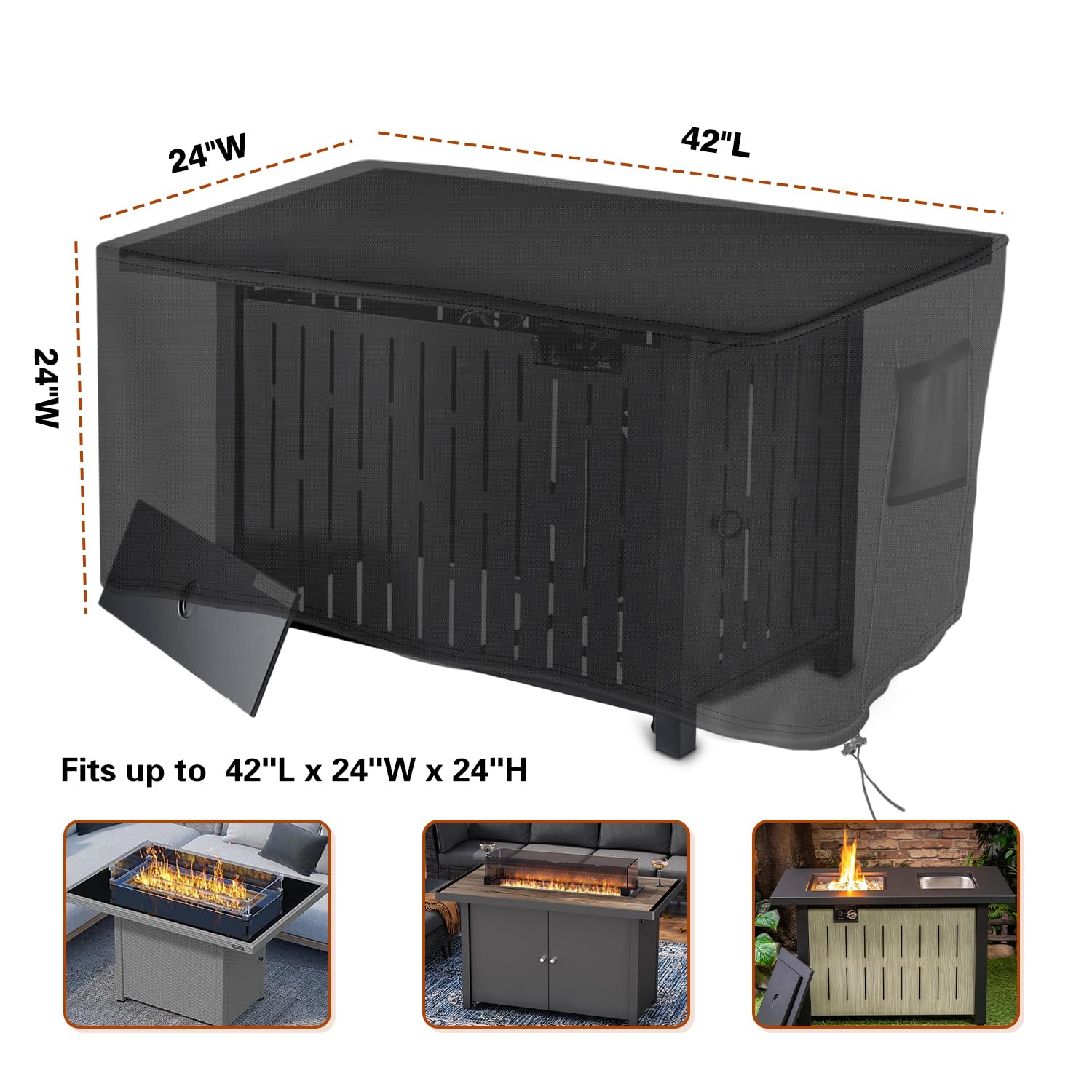 Saking fire pit cover with buckle straps