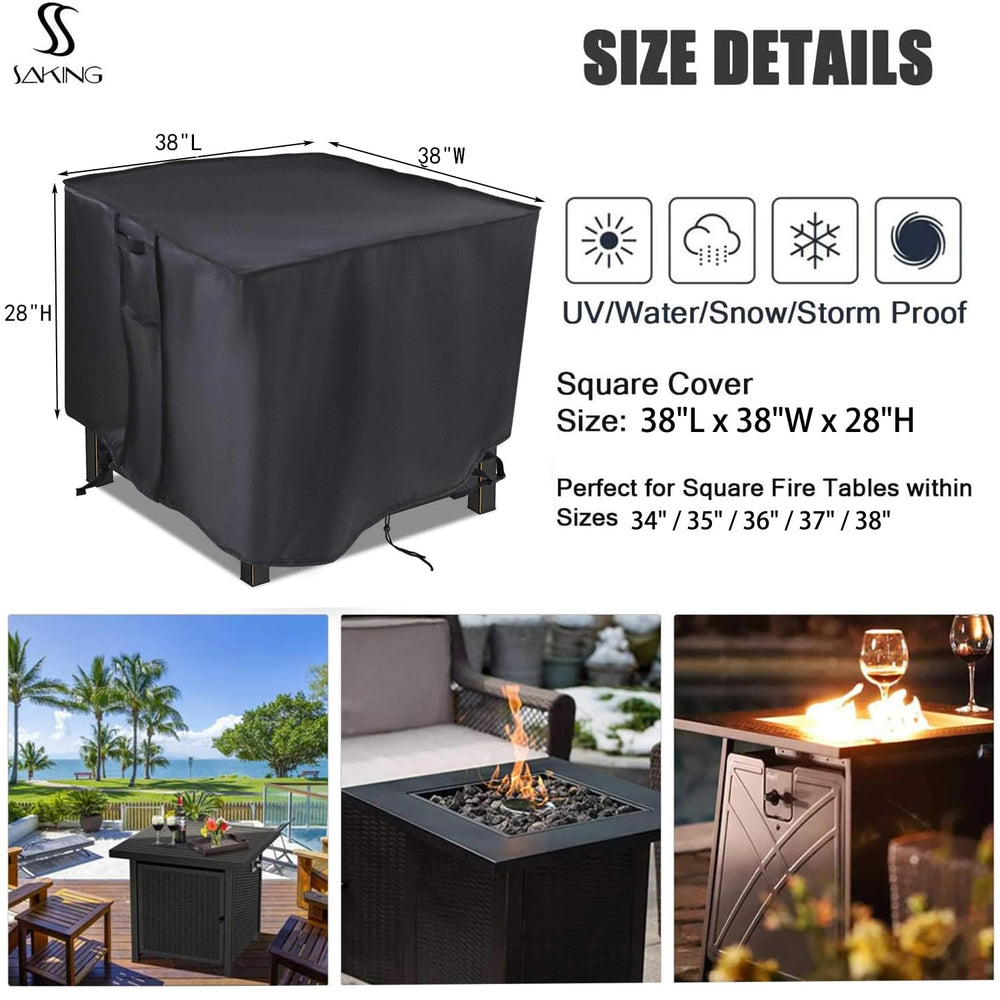 Saking Fire Pit Cover with buckle straps and drawstring