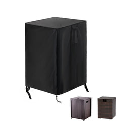 Saking propane tank cover front view, waterproof black fabric