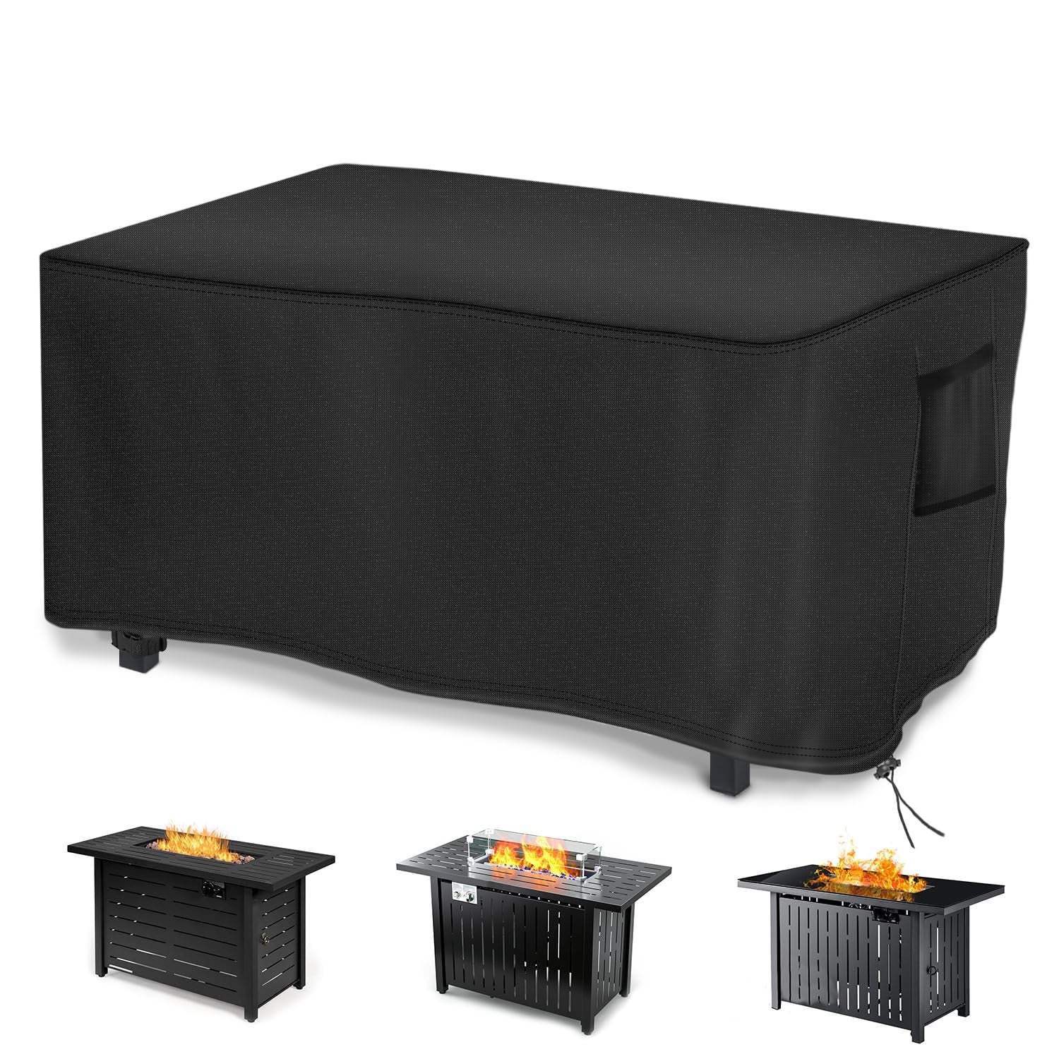 Saking rectangular fire pit cover black front view