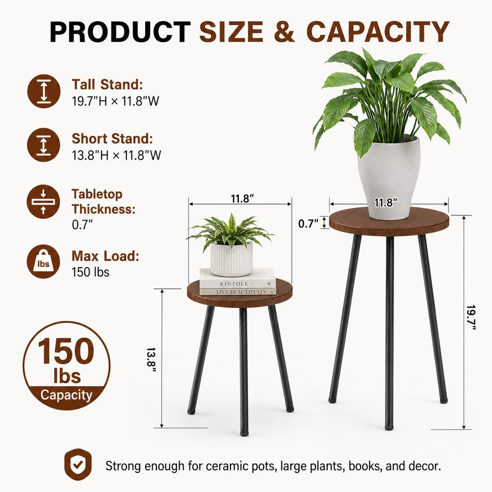 SAKSUN 2 Pack Indoor Plant Stand, 20-inch model from the side