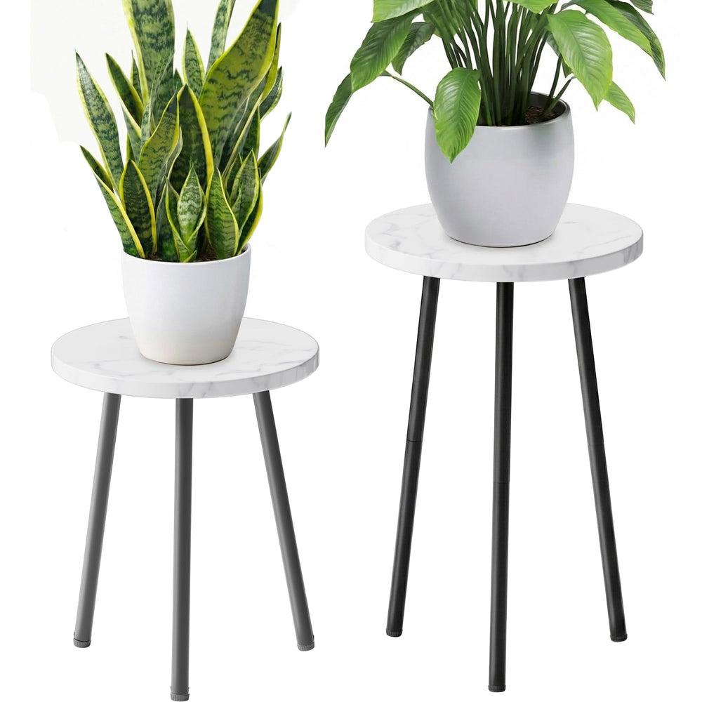 SAKSUN Indoor Plant Stand 14 inch white marble design side view