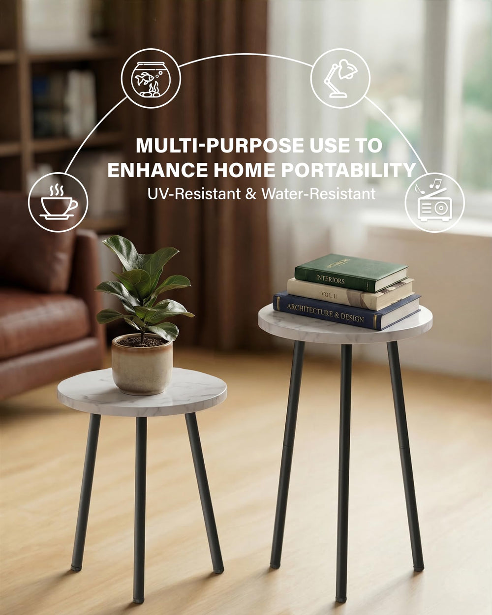 SAKSUN Indoor Plant Stand showing adjustable height feature