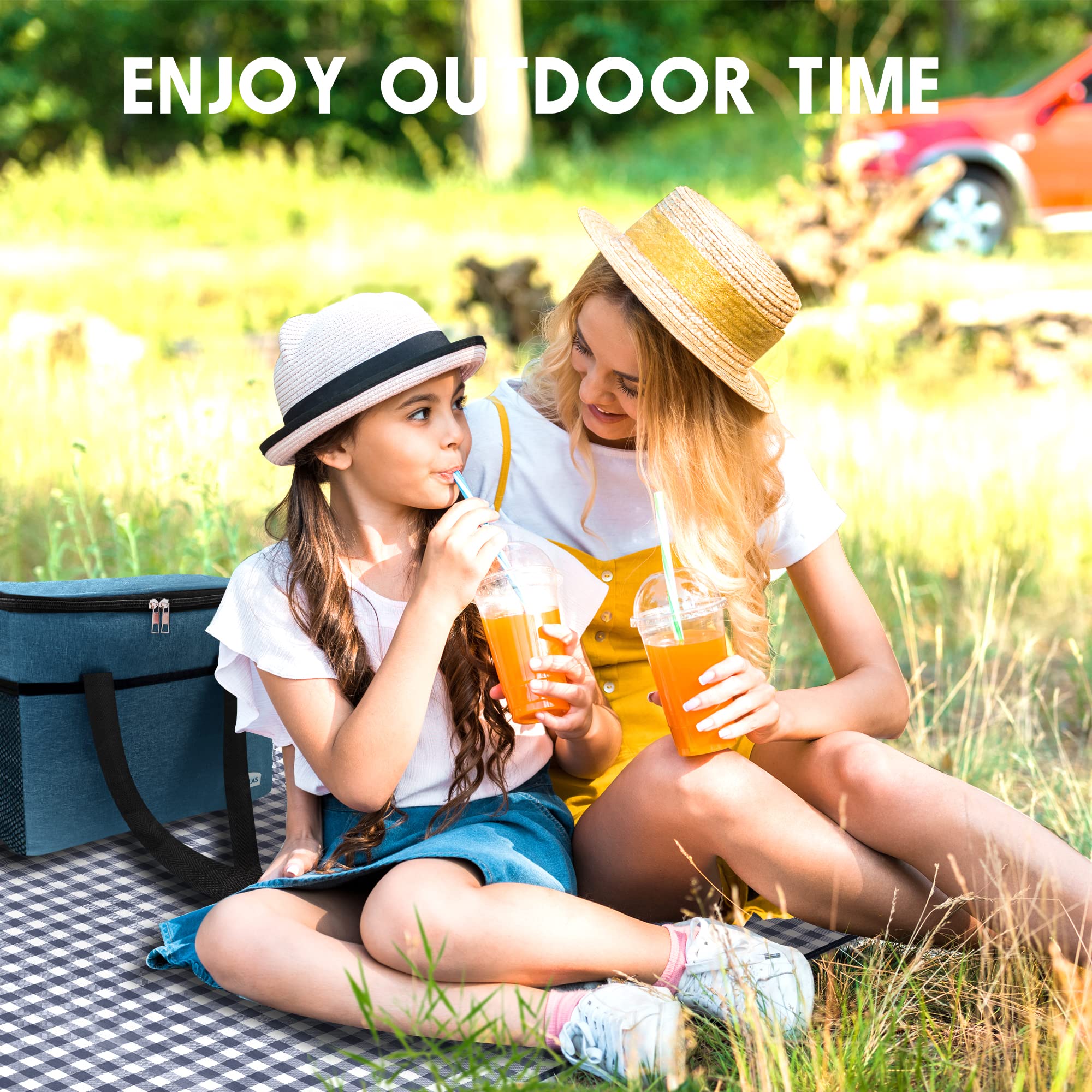 SAMSIER Picnic Blanket in outdoor setting during sunset