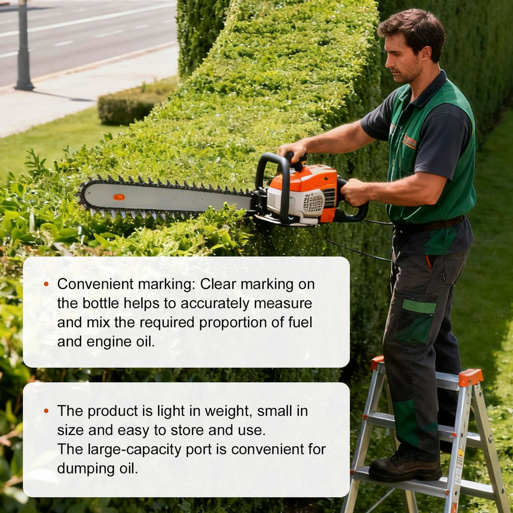 Sanbaiyi mixing bottle next to a chainsaw
