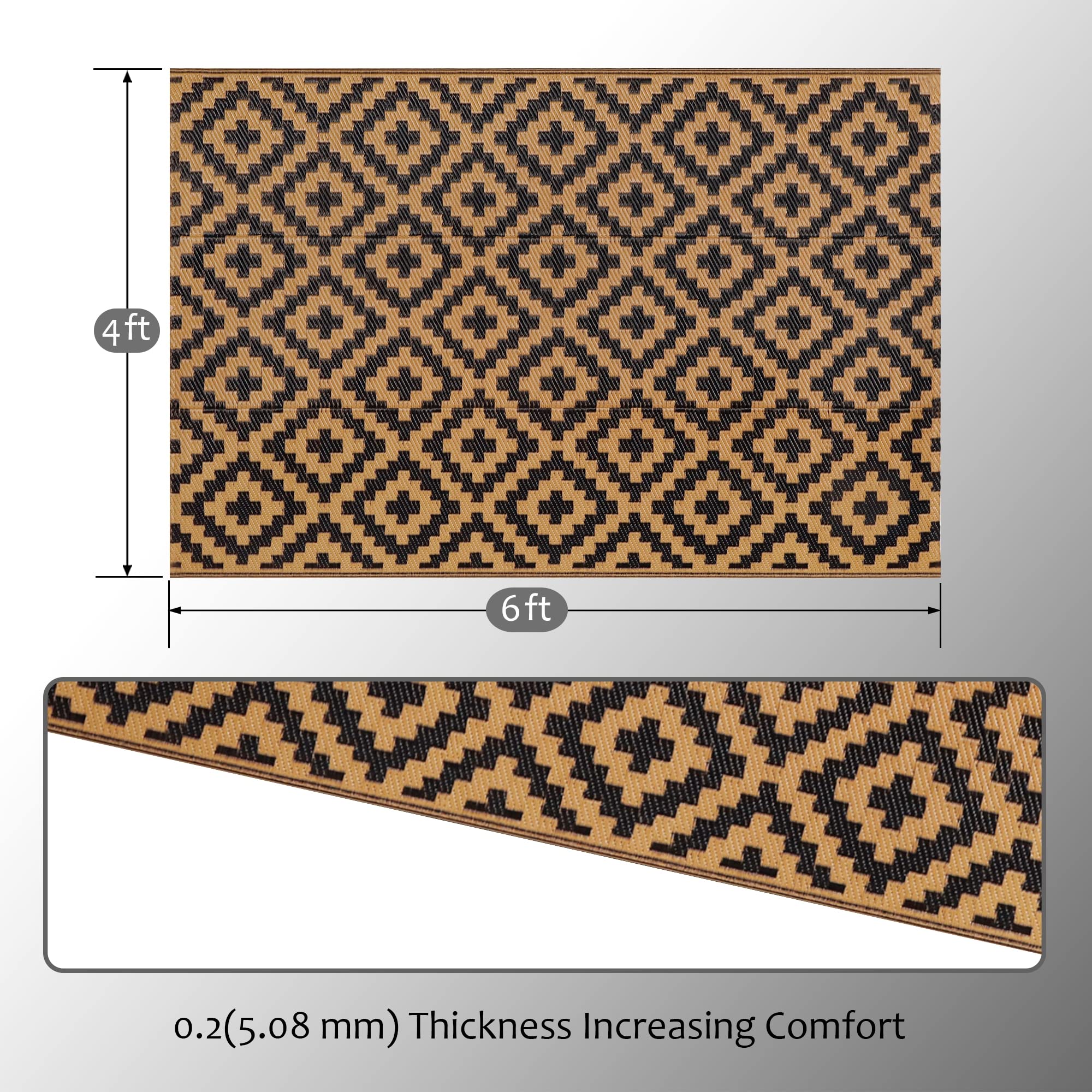 SAND MINE 4x6 ft outdoor rug on patio with furniture
