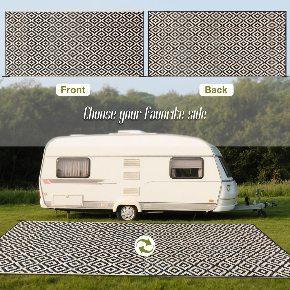 SAND MINE 8' x 16' outdoor rug folded in carry bag
