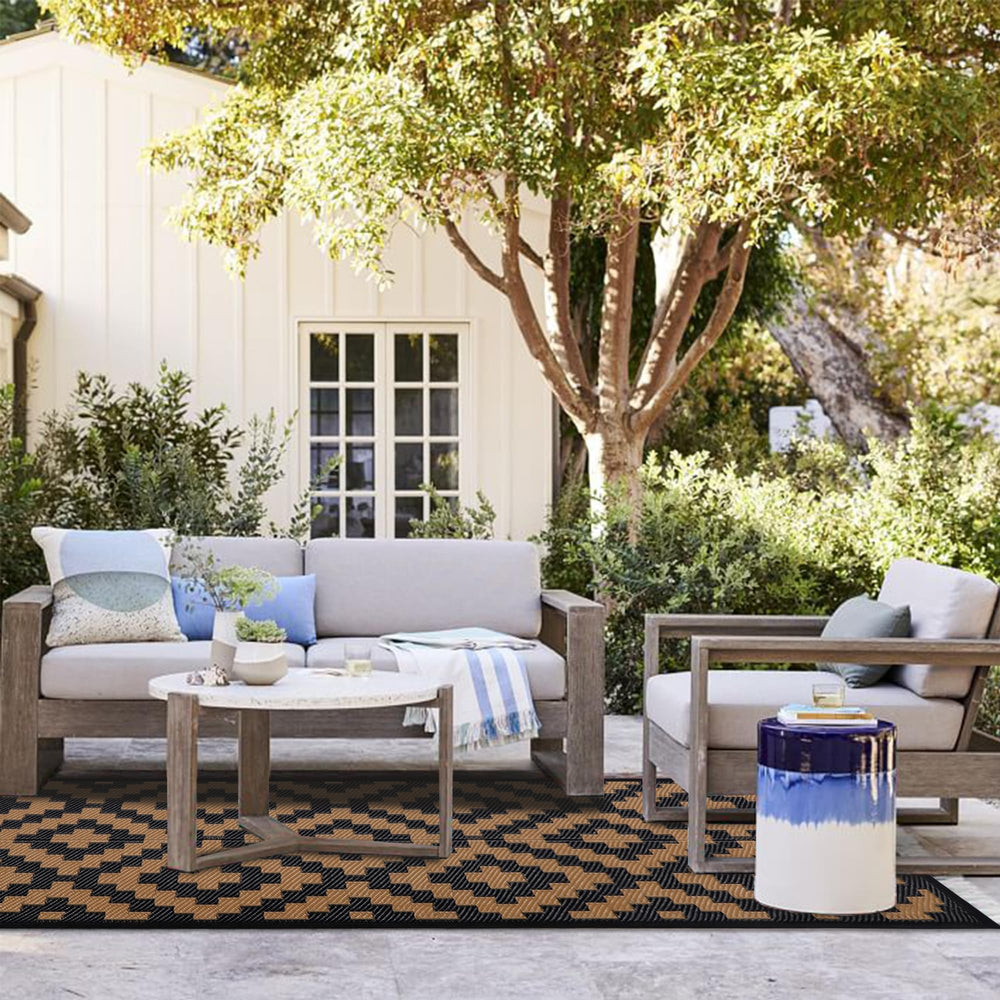 SAND MINE outdoor mat in an RV setting