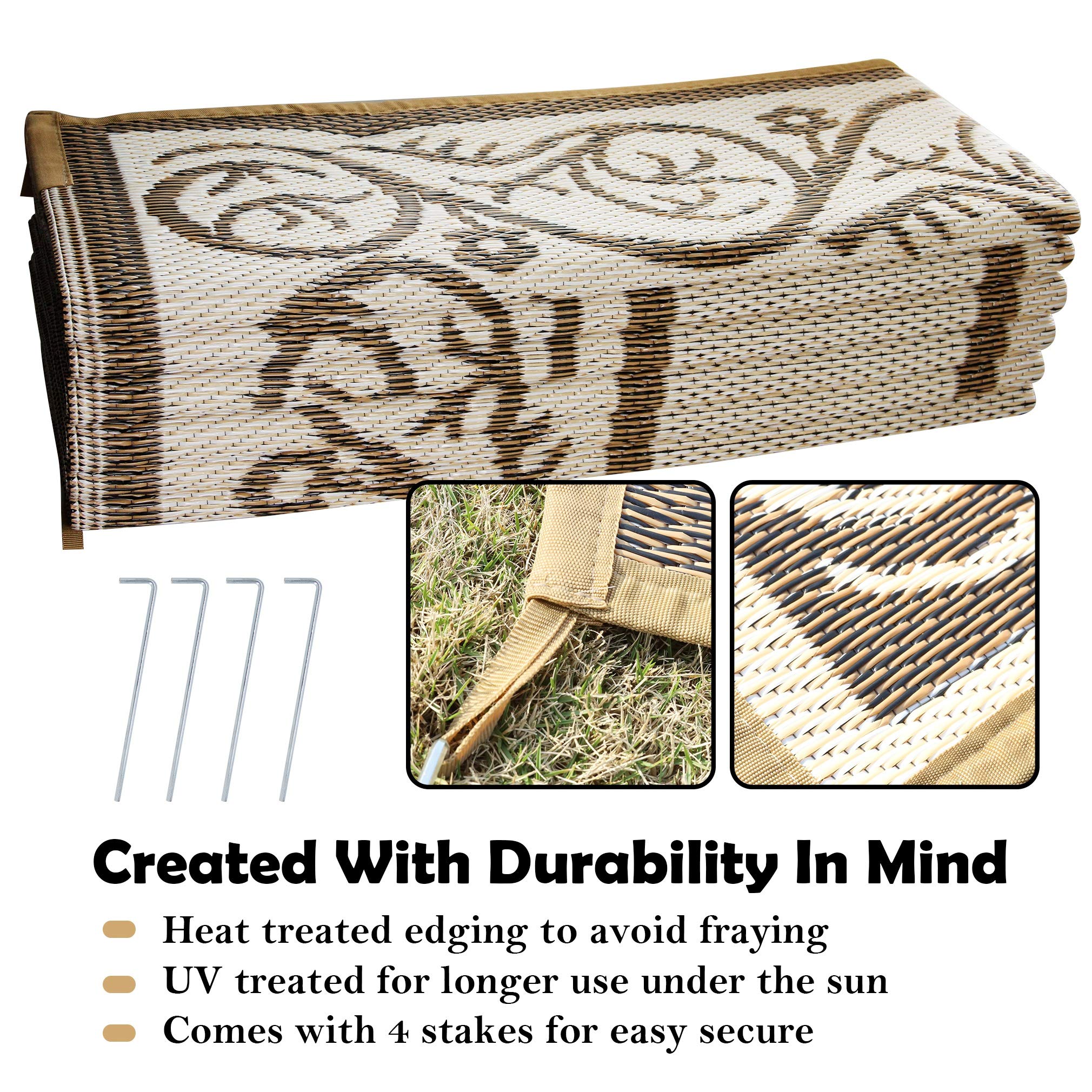 SAND MINE outdoor mat on a patio with furniture