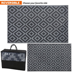 SAND MINE Outdoor Rug 5x8 ft side view showing reversible design