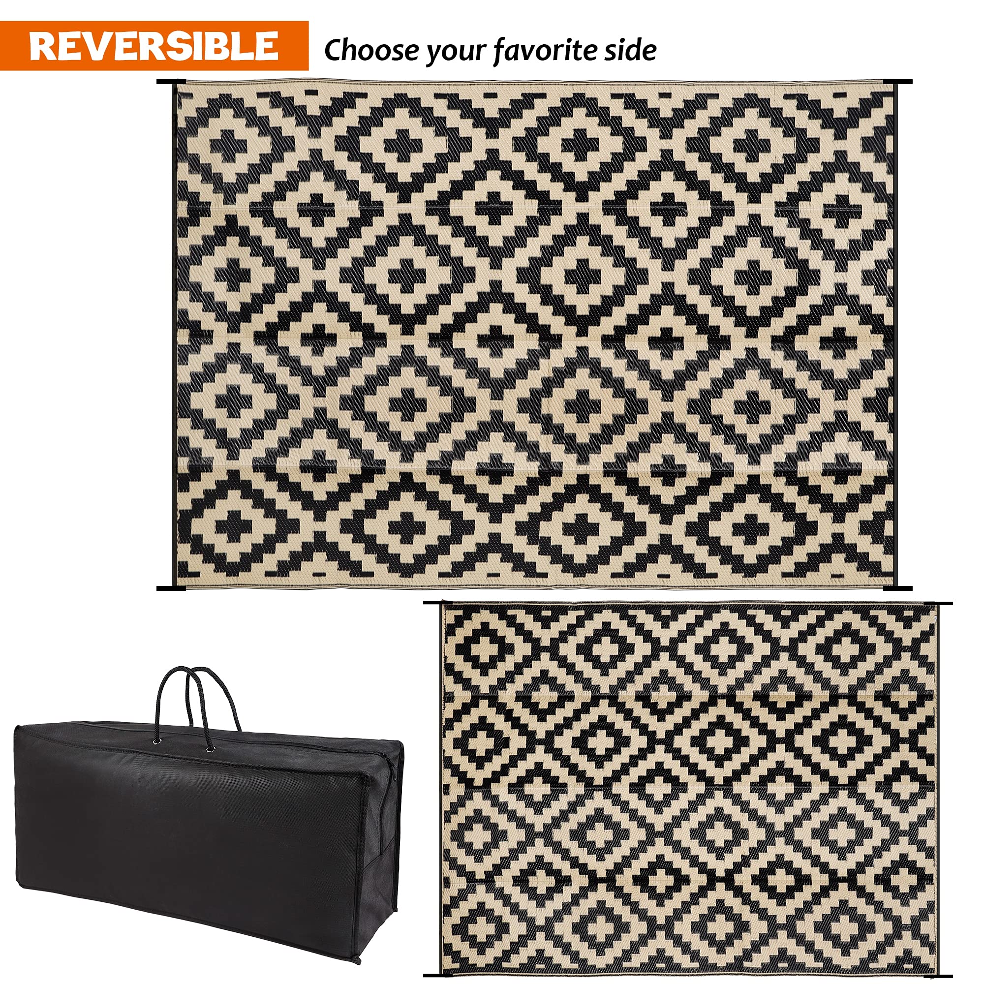SAND MINE Outdoor Rug 9x12 ft on patio with furniture