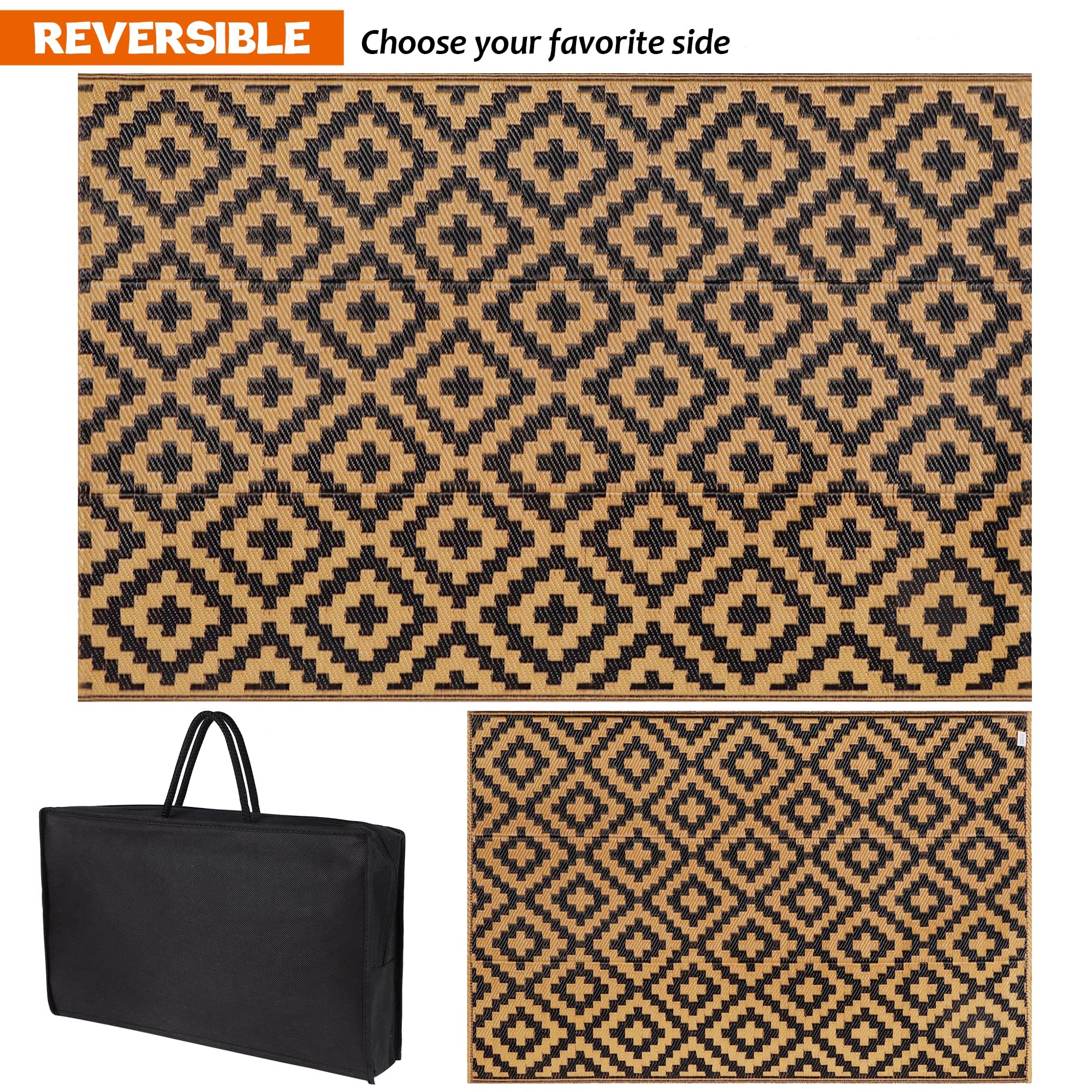 SAND MINE outdoor rug folded in carrying bag