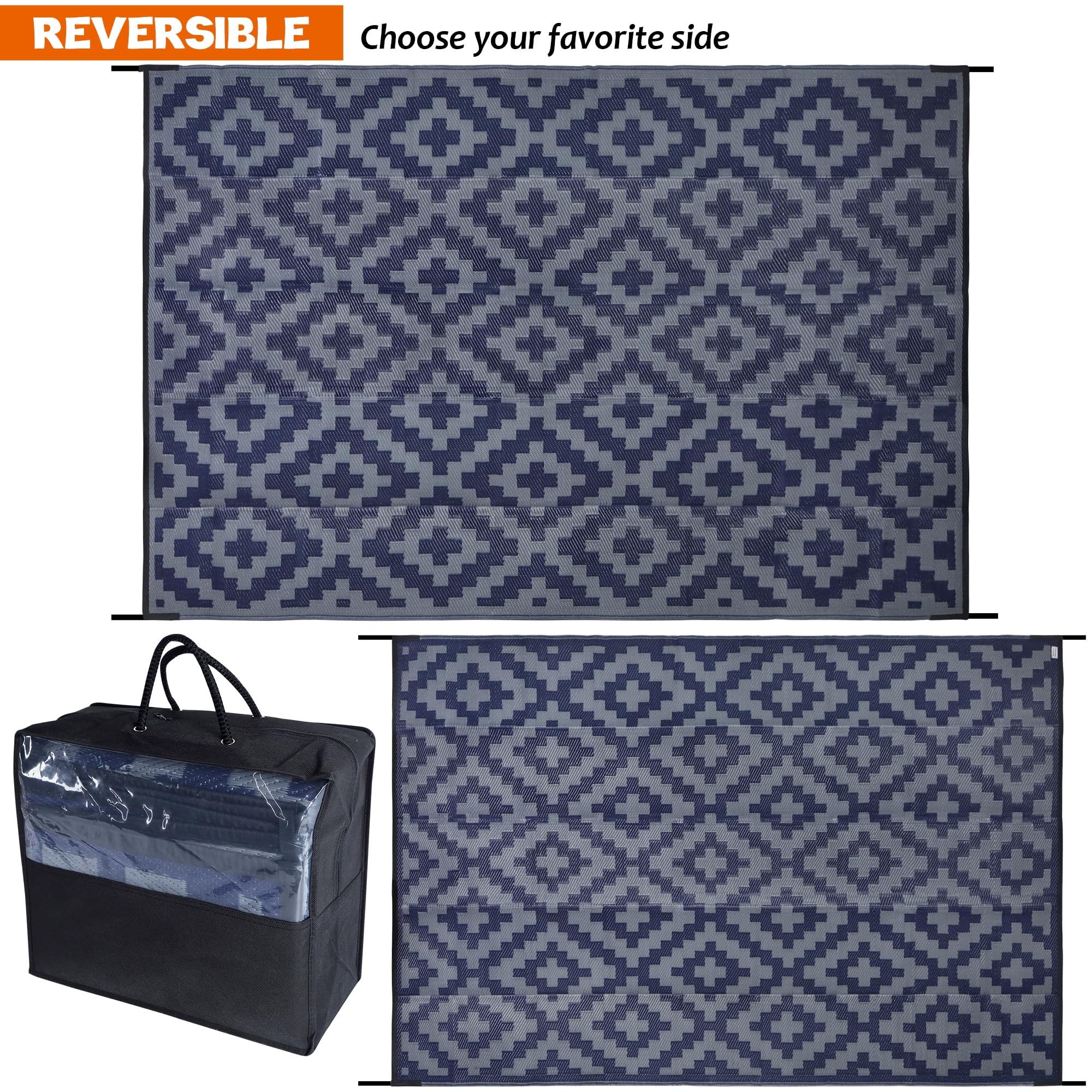 SAND MINE outdoor rug folded in carrying bag