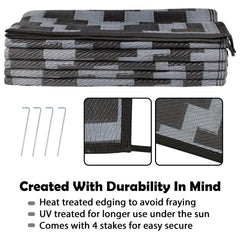 SAND MINE outdoor rug on patio with furniture